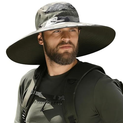 Wide Brim Sun Protection Hat Outdoor Unisex Ventilated Hats for Hiking Beach Fishing Safari Garden Lawn Yard Work Kayaking - color: Armygreen Graffiti