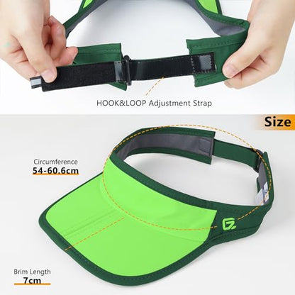 GADIEMKENSD Foldable Sun Visor Hat UPF 50+ Lightweight Adjustable - color: Bright Green Dark Green