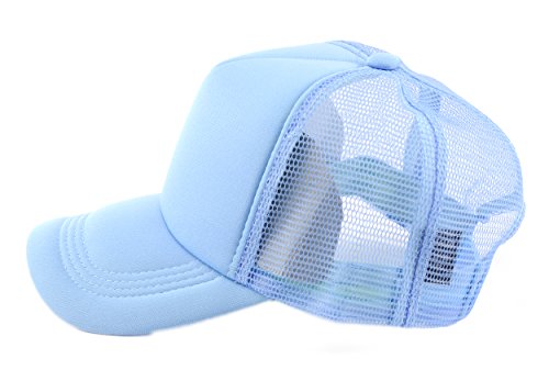 NYFASHION101 Plain Mesh Trucker Hat - Breathable 6-Panel Daily Snapback Cap, Customizable Ideal for DIY Embroidery & Patches - color: Lt Blue