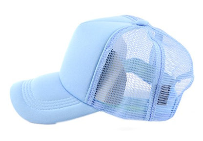 NYFASHION101 Plain Mesh Trucker Hat - Breathable 6-Panel Daily Snapback Cap, Customizable Ideal for DIY Embroidery & Patches - color: Lt Blue