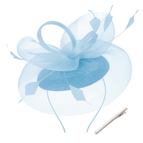 tiggell Fascinators Tea Party Hat for Women, Fascinator with Pillbox Hat - color: Blue