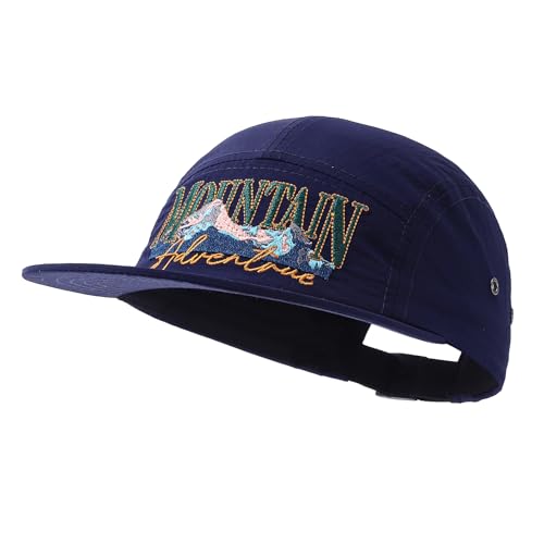 Quick Dry 5 Panel Hats for Men Waterproof Flat Brim Hat Lightweight 5-Panel Baseball Caps Casual Trucker Snapback Hat - color: Mg-pym2575-blue