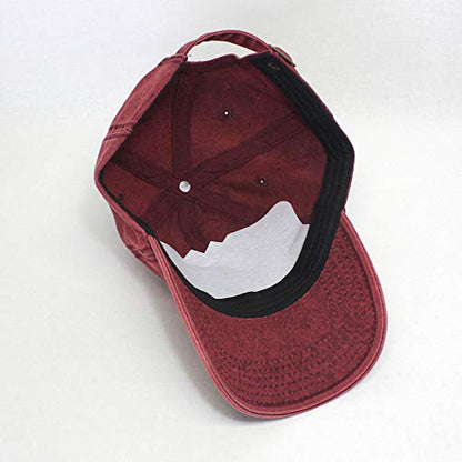 Heavy Washed Coated Canvas Wax-Look Adjustable Low Profile Men Women Baseball Cap - color: Snow Washed Maroon
