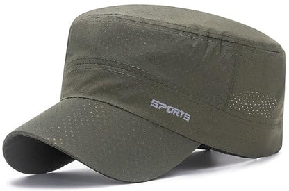 Army Cadet Cap for Men Military Style Flat Top Quick Dry Hat - color: Army Green