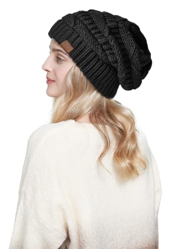 Women's Knitted Angora Wool Hat for Autumn and Winter Warm and Stylish with Rolled Brim and Slanted Rhinestones Cap - color: Z-black-n