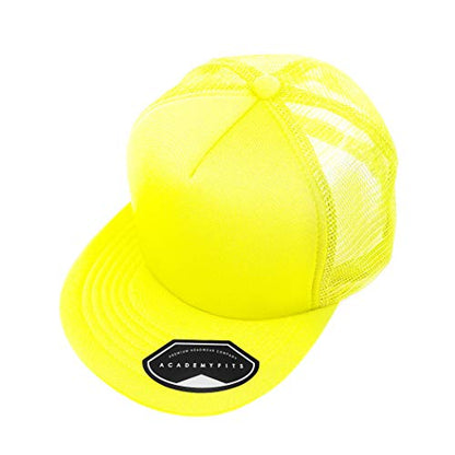 Quality 5 Panel High Crown Trucker Foam Mesh Hat Snapback Men Women Unisex Waterproof Blank Cap #2070 - color: Yellow