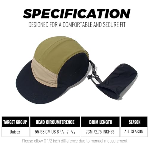Clakllie Quick Dry Short Brim Hats for Men 5 Panel Running Hat Waterproof Baseball Cap Outdoor Hiking Hat Flat Bill Cadet Cap - color: Cdus-wsgb1-black