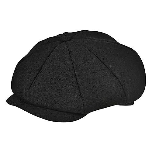 POUDAY Newsboy Cap for Men - Irish Newsies Cabbie Hat - Flat Winter Hat - color: Blackb, size: X-Large