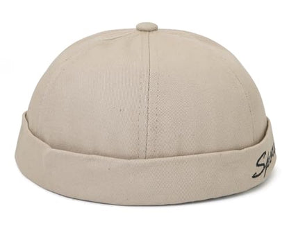 DIYDECAL Retro Brimless Skullcap Hat Docker Cap,Sailor Worker Hat Beanie Hat for Mens - color: Beige