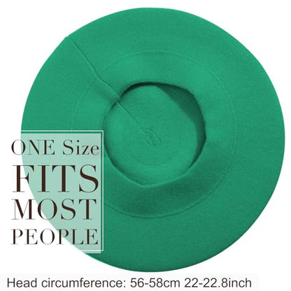 Sumolux Women Beret Hat French Beret Beanie Cap Classic Solid Color - color: Green, size: One Size