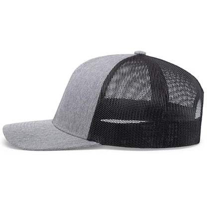 Pacific Headwear Melange Heather Low-Profile Trucker - color: Grey Heather/Black/Grey Heather