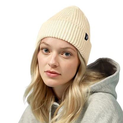 Fisherman Beanie Cuffed Knit Winter Hat Trawler Sailor Watch Cap Men Women - color: Ribbed (White)
