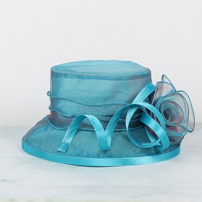 Floral Wedding Hat for Women's Tea Party Fascinators Kentucky Church Derby Hats - color: Peacock Blue