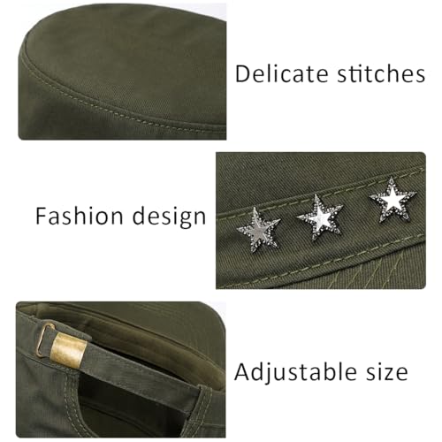 Cadet Hat Flat Top Hats Army Military Caps for Men Women - color: Green D