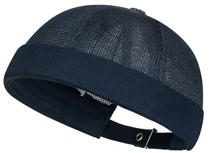 DIYDECAL Mens Mesh Brimless Cap,Summer Skullcap Docker Beanie Hat - color: Navy Blue