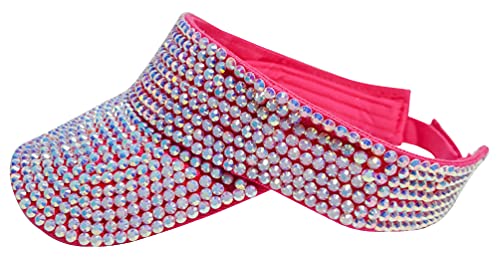 ASUITOFK Bling Rhinestone Sport Sun Visor Hats Adjustable Summer Cap Visor Caps for Men and Women Outdoor Hat - color: Rose Red