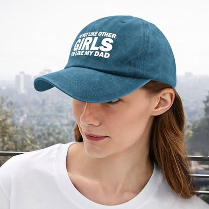 I'm NOT Like Other Girls I'm Like My DAD Cap Women Baseball Hat Adjustable Hats - color: Cyan Blue