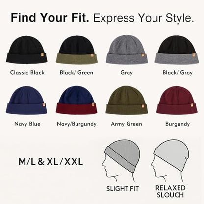 TOP-EX Merino Wool Fisherman Beanie for Men Women, Knit Watch Cap Winter - color: Navy / Burgundy, size: Medium-Large