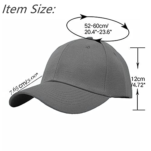 Glory Max Plain Baseball Cap Hook & Loop Strap Adjustable Solid Blank Curved Visor Hat - color: Charcoal