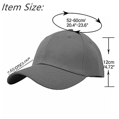 Glory Max Plain Baseball Cap Hook & Loop Strap Adjustable Solid Blank Curved Visor Hat - color: Charcoal