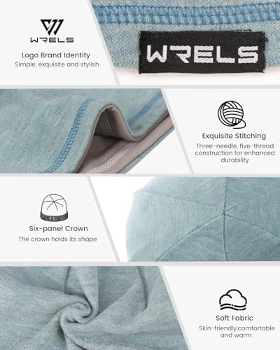 WRELS Reversible Winter Running Hat Soft Stretch Thermal Cycling Skull Cap for Women Men Double Sided Sports Hat - color: A Reversible Hat (Blue/Grey)