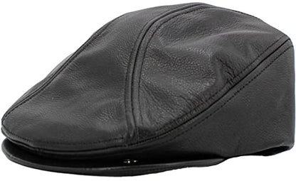 KBETHOS Leather Ascot Made in USA Ivy Collection Classic Newsboy Caps - color: Black, size: Medium