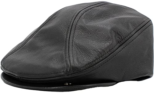 KBETHOS Leather Ascot Made in USA Ivy Collection Classic Newsboy Caps - color: Black, size: Small