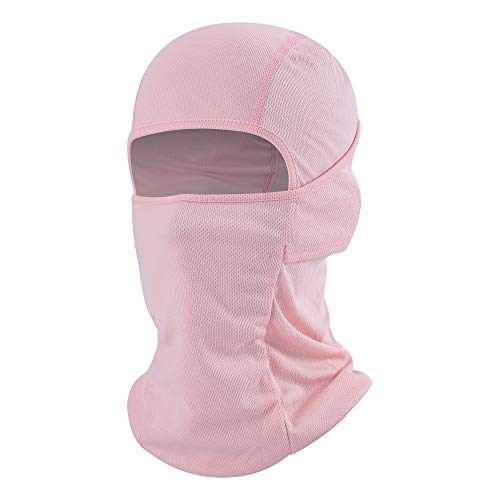 Balaclava Face Mask Adjustable Windproof UV Protection Hood - color: Pink