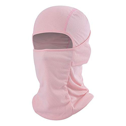 Balaclava Face Mask Adjustable Windproof UV Protection Hood - color: Pink