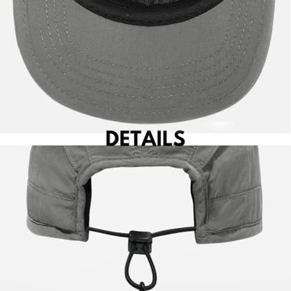 5 Panel Hat, Quick Dry Baseball Cap, Drawstring Elastic Sport Cap for Running, Fishing - color: Gray