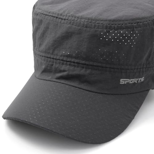 Quick Dry Army Cadet Cap Military Style Flat Top Hat for Men - color: Dark Gray