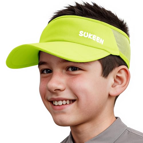 Sukeen Kids Sun Visor Hats for Girls Boys,Lightweight Sports Hat UPF50+ Sun Hat Cooling Headwear Visor for Running Outdoors - color: Yellow
