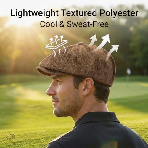 ZLYC Newsboy Cap for Men Summer Flat Cap Lightweight Beret Hat - color: Solid Coffee