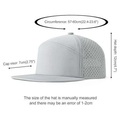 FEINION Men Laser Mesh Flat Brim Snapback Baseball Cap - color: Grey
