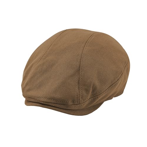 POUDAY Men's Cotton Newsboy Cap Flat Cap Newsboy Hat for Men Cabbie Hat Breathable Soft Summer Hat for Driving Hunting Golf - color: Khaki, size: X-Large