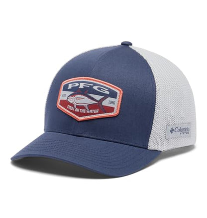 Columbia Unisex PFG Patch Mesh Ball Cap - color: Nocturnal/Cool Grey/Big Badge Tuna, size: Small-Medium