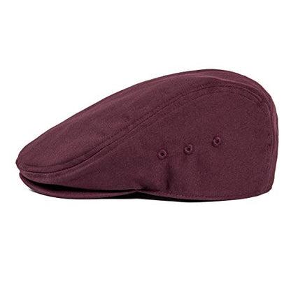 Men Ivy Cap Cotton Twill Newsboy Flat Hat - color: Burgundy, size: 7 5/8