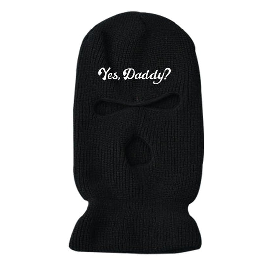 3 Hole Ski Mask Yes Daddy Balaclava Winter Full Face Cover Knit Beanie Spring Breakers Ski Mask for Men and Woman Sexy - color: Black