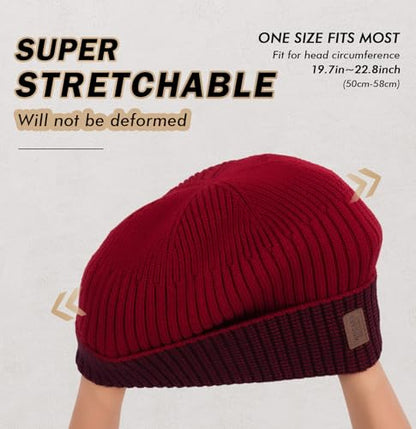 Wmcaps Winter Beanie for Men Women Fleece Lined Hat Warm Cuffed - color: Red/Black