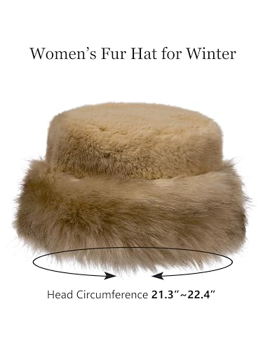 sy soul young Women's Leopard Faux Fur Hats Fluffy Bucket Hat Russian Style - color: Khaki