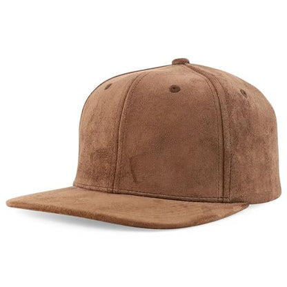 Trendy Apparel Shop Plain Suede Flat Bill Snapback Cap - color: Dark Brown