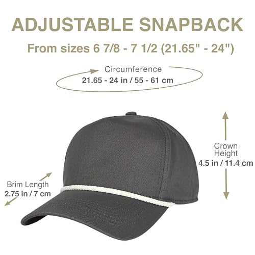 E BY ELIDAN A-Frame Trucker Hat, 5-Panel Blank Snapback - color: Charcoal + White Rope