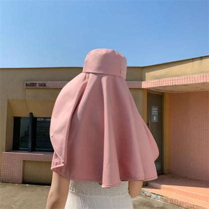 Sun Hats Women UV Protection Wide Brim Sun Hat Neck Flap Shawl Summer Beach - color: Beige Khaki