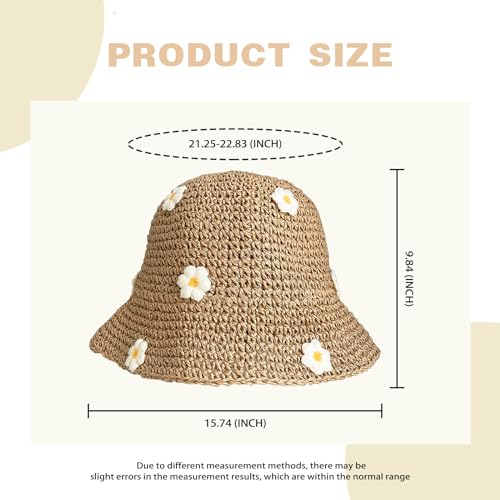 Sun Hat Beach Hat for Womens Summer Straw Hats Foldable Wide Brim Sun Hats Bucket Travel Packable Roll Up - color: Khaki H