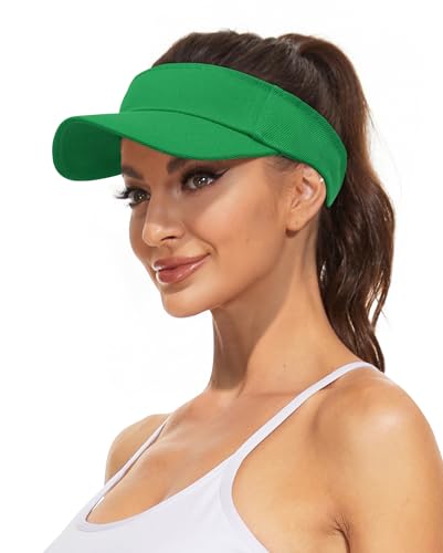 Zando 3.2" Structured Brim Visor Hats for Women, UPF 50+, Golf/Tennis - color: C Green