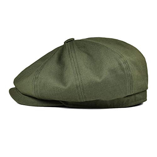 BOTVELA Men's Newsboy Flat Cap 100% Cotton Cabbie Hat - color: Army Green, size: 7 5/8