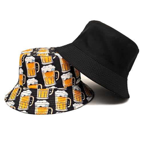 Quanhaigou Bucket Hats Unisex Summer Travel Beach Fisherman Cap for Men Women Teens - color: Beer Mug