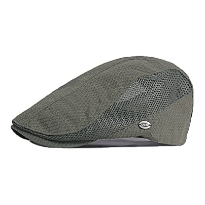 FASHIXD Mens Mesh Flat Caps Light Summer Beret Hat Breathable Newsboy Ivy Cap Cabbie Adjustable - color: Green