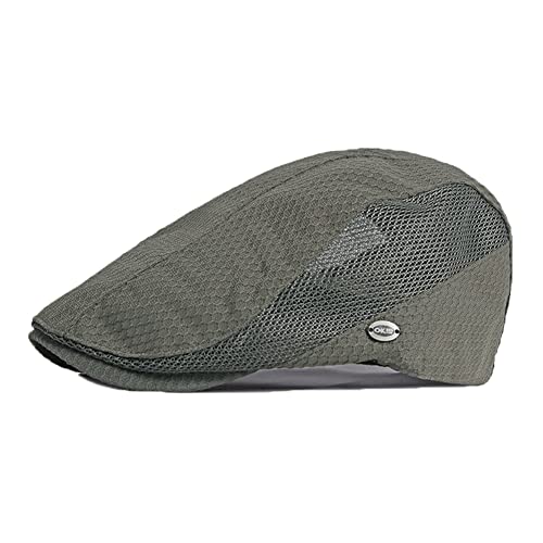FASHIXD Mens Mesh Flat Caps Light Summer Beret Hat Breathable Newsboy Ivy Cap Cabbie Adjustable - color: Green