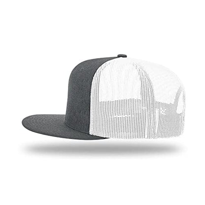 Richardson 511 Wool Blend Flatbill Trucker Snapback Adjustable Cap - color: Heather Charcoal/White